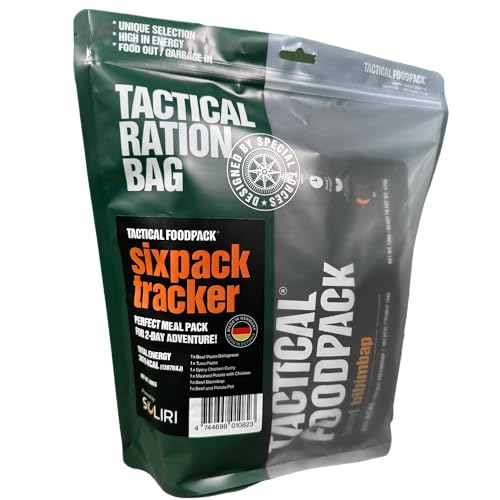 Tactical Fooodpack – Tracker | 6 x gefriergetrocknete Premium Mahlzeiten – Instant Outdoor Nahrung für Camping, Trekking und Büro | Natürliche Zutaten, Lange Haltbarkeit. NEUE REZEPTUR