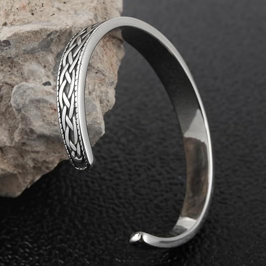 TURTLEDOVE Viking Rune Valknut Bangle, Celtic Knot Bracelet, Norse Pagans Jewelry of Amulet - Image 4