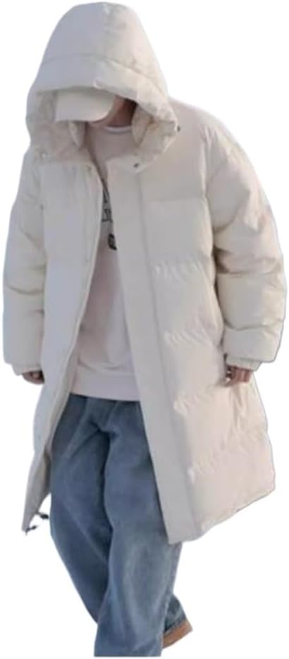 VIDI Medium And Long Down Jacket For Men In Winter Thick Warm White Duck Loose Casual Coat