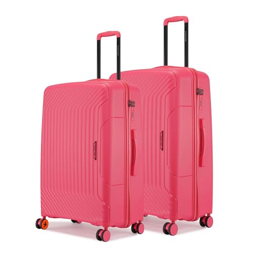 Image of Nasher Miles Coorg Hard-Sided Polypropylene Luggage Set of 2 | 65cm & 75cm | 8 Wheels Medium & Large Trolley Bag for Travel | Suitcase (Paradish Pink)