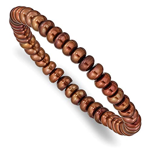 ICE CARATS Freshwater Cultured 7mm Pearl Brown Stretch Bracelet 7.5 Inch Adjustable Wrap Fashion Jewelry for Women Gifts for Her
