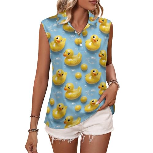 Camiseta de golf sin mangas para mujer, con bonito estampado de pato brillante, cuello en V, camiseta de tenis, Estilo-8, S