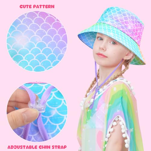 Bucket Hat for Kids Anti-UV Toddler Girls Sun Hats Wide Brim UPF 50+ Sun Protection Beach Hat for 2-9 Years4