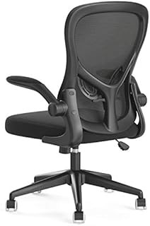 Hbada Ergonomic Desk Chair, Computer Office Chair with Flip-up Armrest&Lumbar Support, Adjustable Height, Black