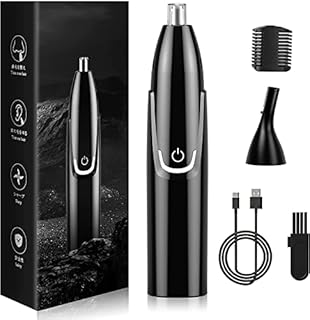 Nose Hair Trimmer for Men and Women, 2 in 1 Painless USB Rechargeable Eyebrow Nasal and Ear Hair Trimmer,IPX7 Waterproof Dual Edge Blades Easy Cleansing(Black)