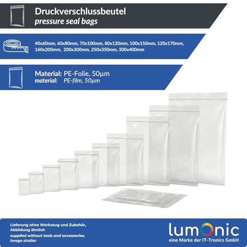Sachets à fermeture à pression anti déchirure Lumonic pour protéger vos objets de la poussière