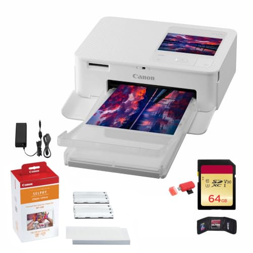 Canon SELPHY CP1500 Compact Photo Printer (5540C002) (White) Bundle
