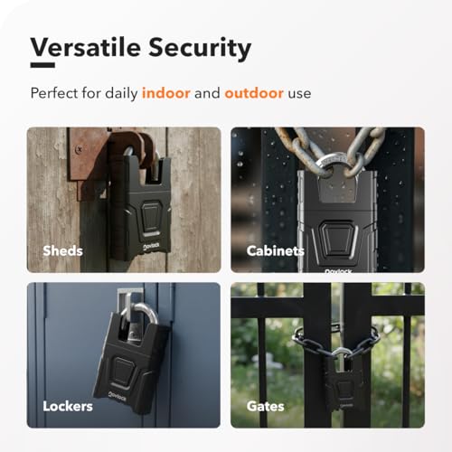 Miniatura 8 de Novlock Candado De Combinación Resistente Para Exterior Impermeable, Arco Protegido De 8 Mm Resistente Al Corte Para Portones, Vallas, Cobertizos, Trasteros Y Taquillas Pack De 1, Negro