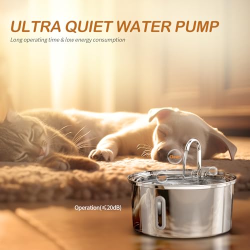 TOMXCUTE 3.2L Stainless Steel Cat Water Fountain for Drinking Tap Cat Fountain for Cats Terriers small-sized dogs - Image 4