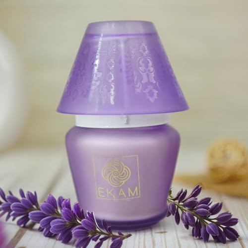 Image of EKAM Scented Frost Glass Lampshade Candle | Lavender Scented Candle | Luxury Fragrances| Ideal for Home Decor, Aromatherapy & Gifting | 22 Hours Burn time |114 g