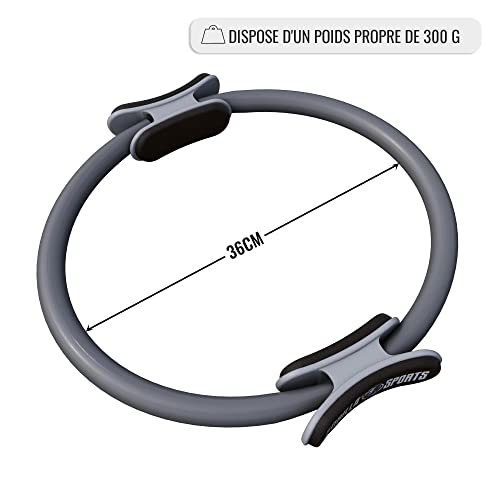 Foto von GORILLA SPORTS® Pilates Ring - Ø 36cm, Doppelgriff, Übungen + Tasche, gepolstert, Rutschfester, Superleichter, aus Gummi, Farbwahl - Pilates Circle, Widerstandsring, Yoga, Fitness, Oberschenkeltrainer