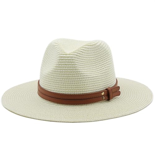 Chapeau de paille large bord pliable avec protection UV et bande en cuir pour le jardin