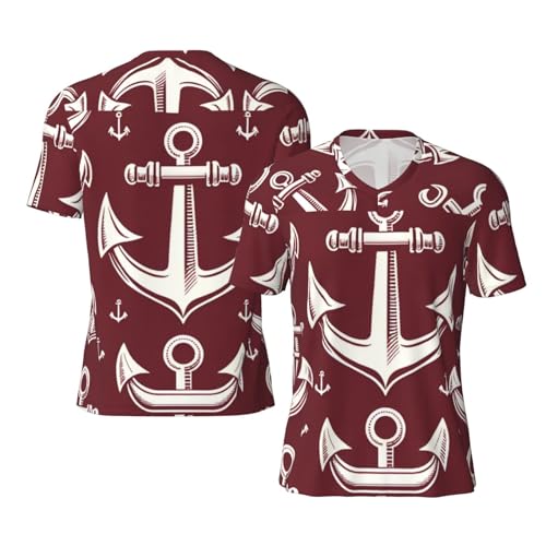 Stylish Athletic Sports Jersey Nautical-Maritime-Red Men's Rugby Jersey Small