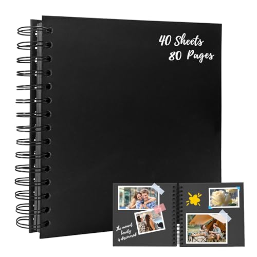 Bellanova 8 Pouces Album Photo Scrapbooking à Spirale, 20.5×20.5cm Livre Photo Personnalisable, couverture kraft, 40 feuilles 80 pages, DIY Carnet journal,...