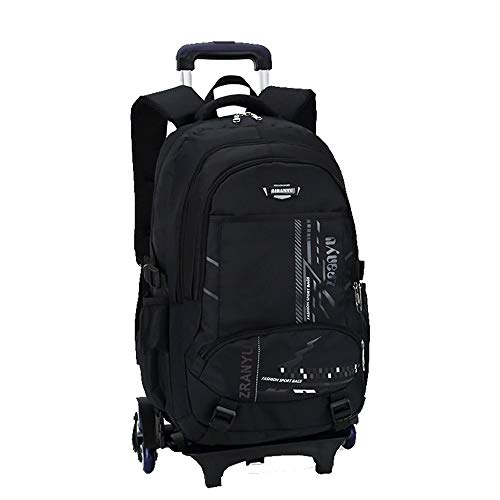 Preisvergleich Produktbild BOZEVON Schultasche - Jugendliche Studenten Rollen Rucksack Gepäck Unisex Trolley Schultaschen,Schwarz,Eine Größe