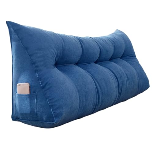 DLLDLGG Cabecero con Almohada En Cuña, Almohada De Lectura, Respaldo Grande para Adultos, Relleno para El Espacio Entre El Cabecero Y El Colchón(Blue,2 Buckles)