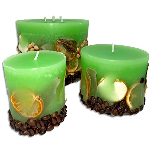 Artman Candles 2,5 Kg Duftkerze Stumpen mit Früchtemantel - 3er Set (Grün) Cover