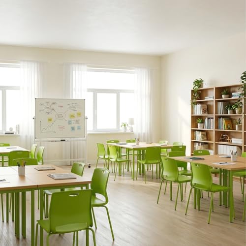 Image of Sidanli 8 Pack Plastic Stacking Chairs, 400LBS Support Metal Frame, Green
