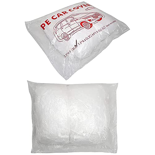 Image of LuliKa 3 Packs Disposable Car Cover Clear Plastic Car Cover Universal Rain Dust Garage Cover with Elastic Band Large (11.4 FT x 19.6FT)