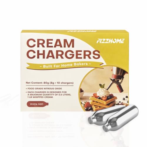 Fizzhome 10-Pack 8g N2O Cream Chargers, Food Grade