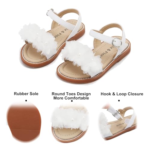 Image of Felix & Flora Toddler Girl Sandals - Little Girl Easter Dress Shoes Lightweight Open Toe Beach Holiday Flats