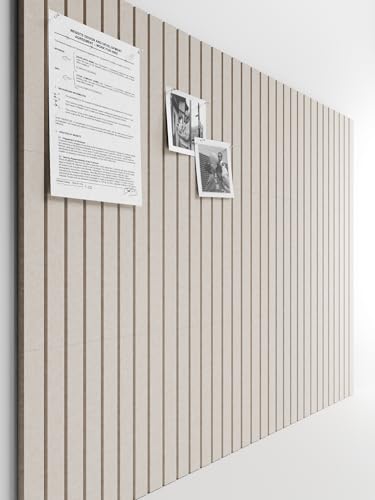 Bumusty Large Cork Board Alternative-47 x35 Felt Bulletin Board Tiles, with 30 Pushpins, 70 Adhesive Tabs, 12-Pack Slat Wall Paneling, Cork Boards for Office Push Pin Board Felt Board-Oatmeal