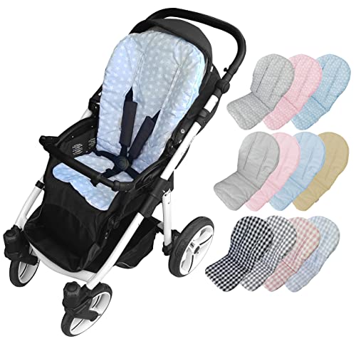 Funda Verano Silla de Paseo Bebé - Algodón - Colchoneta Fresquita Universal Carro - Marca Vizaro (Azul Estrellitas - Algodón)