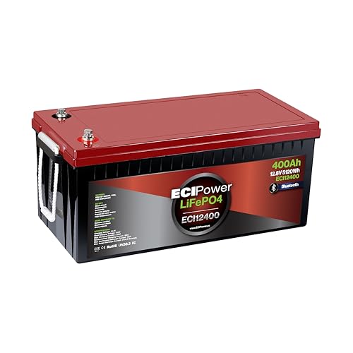 ECI Power 12V 400Ah Lithium LiFePO4 Deep Cycle Rechargeable Battery | 2000-5000 Life Cycles & 10-Year Lifetime | Built-in BMS | Perfect for RV, Solar, Marine, Overland, Off-Grid Applications