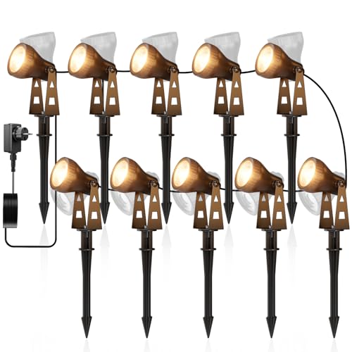 ZOTOYI Impermeabile IP68 Faretti da Giardino Kit Illuminazione Giardino 32M 10-in-1 con Adattatore, 30W LED Luce Calda 3100K per Prati, Viali d'Ingresso, Eventi all'Aperto