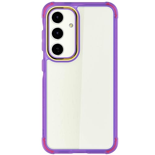 Image of Ghostek Covert Clear Galaxy S24 Phone Case with Military Grade Shockproof Protection, Non-Slip Grip, Protective Silicone Cover Designed for 2024 Galaxy S24 (6.2 inch) (Purple)