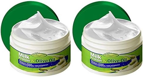 Milk Protein & Olive Oil Hair Deep Conditioning Treatment Hair Mask Strengthens, Repairs, Stops Breakage and Promotes Growth for Soft, Healthy, Manageable Hair - Sofn’Free GroHealthy - Pack of 2