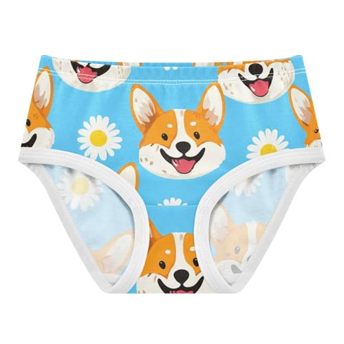 Cute Puppy Faces Floral Blue Cute Panties Girl Girls Underwear Toddler Cotton Pattern Kids Briefs Undies 2t
