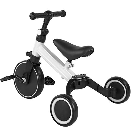 Ycauty Triciclo de Equilibrio para Niños, Bicicleta Multifuncional 2 en 1 para Niños de 1 a 3 Años, Rueda de Espuma Silenciosa, Material PP (Blanca)