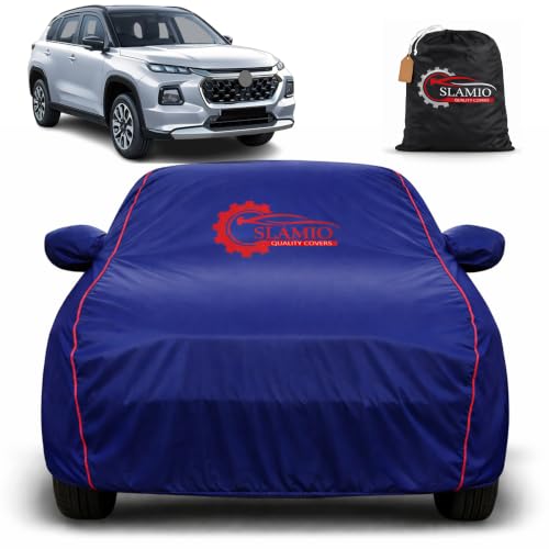 Image of Car Cover for Maruti Suzuki Grand Vitara 2022-2026 | 100% Waterproof Heavy-Duty 3-Layer Car Body Cover | All-Weather Rain, UV, Sun & Dust Protection | Custom Fit | Antenna Pocket | Navy Blue