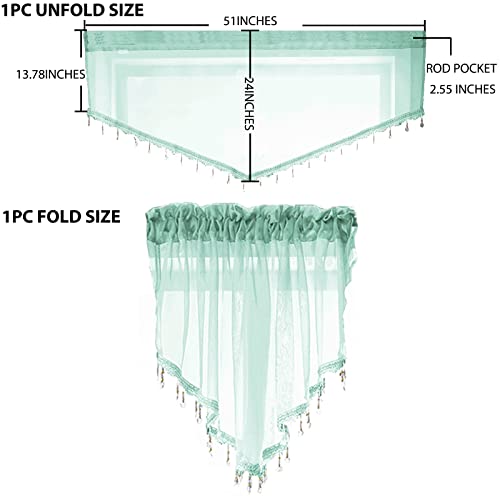Pearage Beaded Sheer Valance Curtains For Living Room,Rod Pocket Farmhouse Window Valance thumb #1