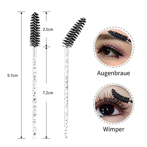 MSQ 50 Stück Wimpern Pinsel Einweg Mascara Pinsel Krystall Wimpernbürstchen für Wimpern und Augenbrauen, Mascara Zauberstäbe für Beauty-Salon und Hausgebrauch (50Kristall)