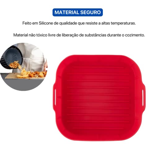 Forma Panela Forro Para Cozimento Airfryer Sem Sujeira Reutilizável (Vermelha)