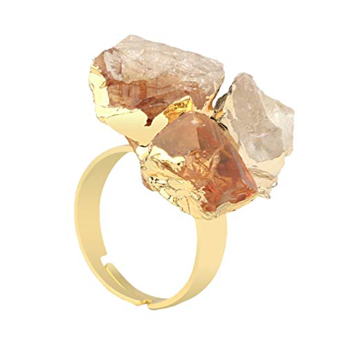 generic Natural Stone Adjustable Finger Rings Chakra Crystal Ring Irregular Stone Open Ring Ore Gemstone Jewelry for Women Anniversary Wedding Gift Mothers