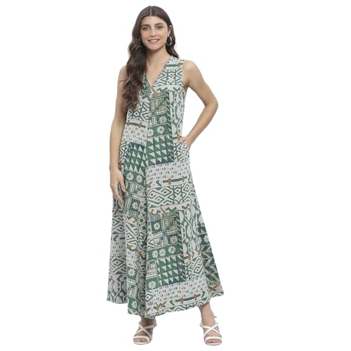 Image of BIBA Women Cotton Straight Printed Jumpsuit