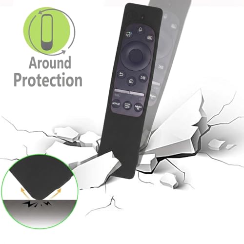 Image of Silicone Tv Remote Cover Compatible with Samsung Smart TV Remote BN59-01312A QLED 8K 4K Protective Cover with Loop - (Remote Control not Included) (Black - Style 9)