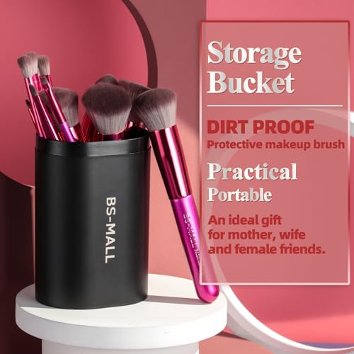 Image of BS-MALL Makeup Brushes 14 pcs Makeup Tools Kit Premium Synthetic Powder Foundation Contour Concealers Lip Brushes with Makeup Sponge & Eyeshadow Applicator Kit