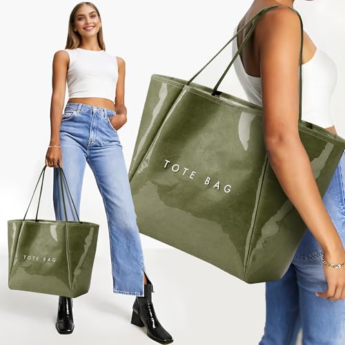 Image of KALIDI PVC Tote Women Weekender Bag Large Shopper Handbag Oversize Shoulder Travel Purse