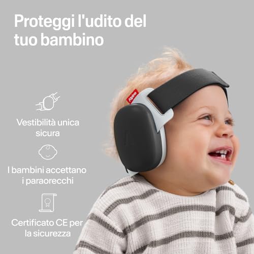 Alpine Muffy Baby Comfort, Paraorecchie Migliorati Per Neonati E Bambini, Certificato Ce, Vestibilità Sicura E Confortevole, Protezione Dell'udito Regolabile Fino A 48 Mesi, Attenuazione 24 Db, Nero - 2