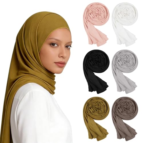 Foulards femme musulmane en jersey de qualité supérieure lot de 6 longs châles doux