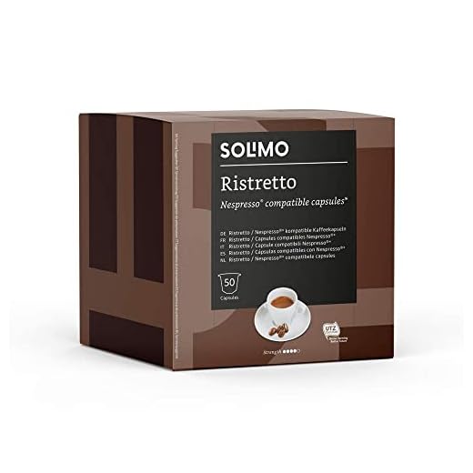 Marca Amazon - Solimo Cápsulas Ristretto, compatibles con Nespresso - café certificado UTZ, 100 cápsulas (2 x 50)
