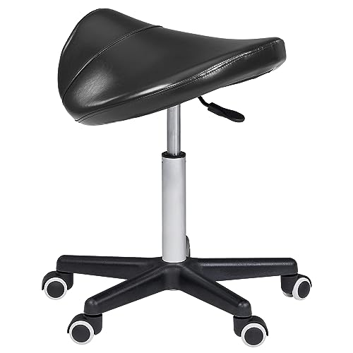 Master Massage Ergonomic Saddle Chair-Saddle Stool- Hydraulic Swivel Rolling Chair-Salon Clinical Tattoo Dentist Clinic Stool, Spas, Salons Stools, Workshop Office-Black #TOP2