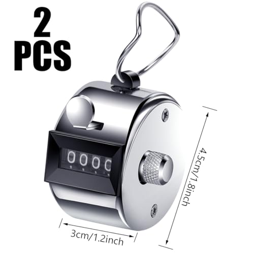 ALEEIK Handzähler 2 Stücke Hand Zähler Mechanischer Klickzähler Fingerzähler Metall Zähler Klicker Counter Counter 4-Stelliger Zähler für Golf Zählen Stricken