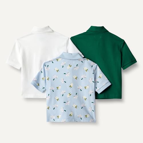 Image of Amazon Essentials Toddlers and Baby Girls' Cotton Spandex Polo Shirt, Breathable Stretch Pique Knit, Pack of 3