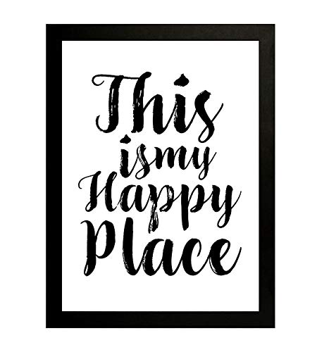 Interio Crafts This is My Happy Place Home Wall Decor Inspirational Poster Frame (Frame Size :13"X10" Inches, Poster Size:12"X8" inches, Black)