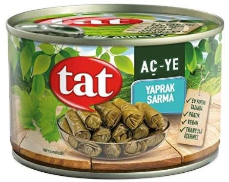 Stuffed Grape Leaves (Dolmas) byTat, Home Style, Ready to Eat, Vegan, No Trans Fat, 14.1 Oz (400g), Pack of 4
